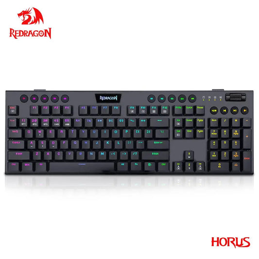 Horus K618 RGB Support Bluetooth 5.0 Wireless USB 2.4G 3 Mode Mechanical Gaming Keyboard 104 Keys for Compute PC Laptop