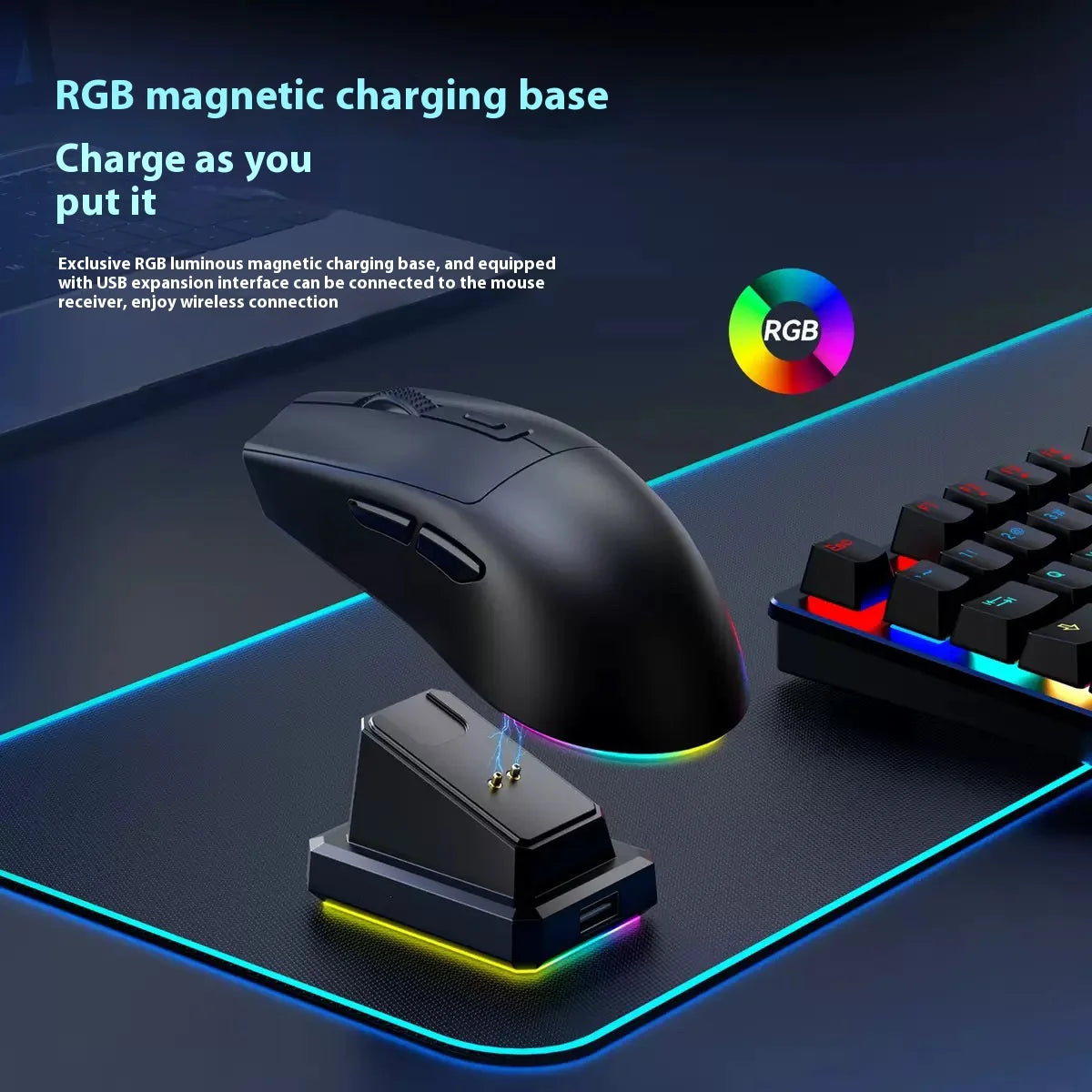Bluetooth/2.4G Dual-Mode Wireless Connection Mouse,Rechargeable Magnetic Base,Led Backlight,Suitable for Laptop Office Mouse