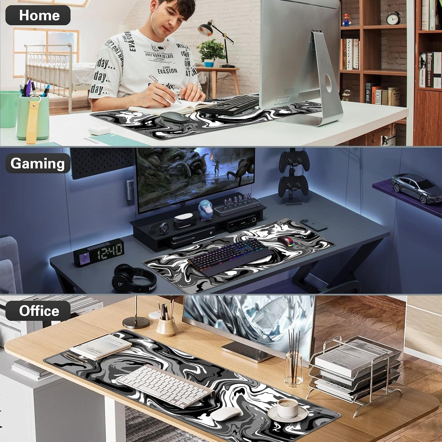 Large Mouse Mat, Gaming Mouse Pad XXL| Desk Mat 900X400Mm Mousepad | Waterproof, Non-Slip Rubber Base Desk Mat with Stitched Edges | Extended Mousepad for PC, Office & Home Gaming