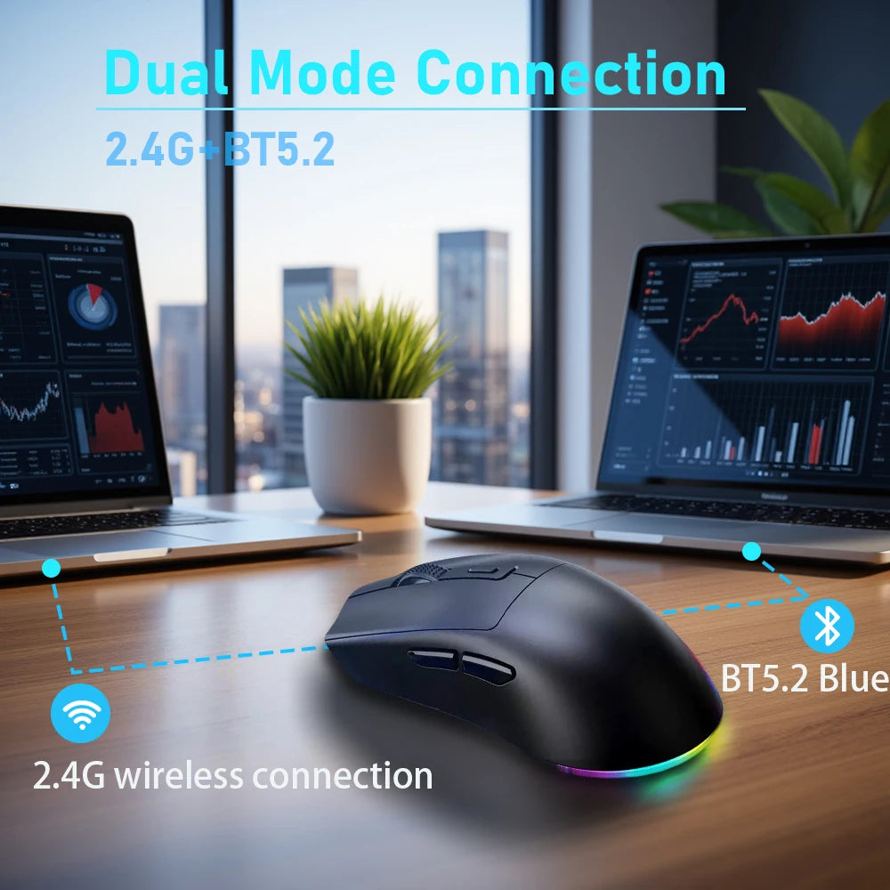 Bluetooth/2.4G Dual-Mode Wireless Connection Mouse,Rechargeable Magnetic Base,Led Backlight,Suitable for Laptop Office Mouse