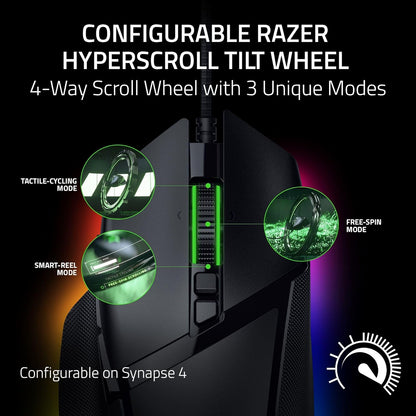 Razer Basilisk V3 35K - Fully Customizable Ergonomic Wired Gaming Mouse - Focus Pro 35K Optical Sensor (Hyperscroll Tilt Wheel, 11-Zone Chroma Lighting, Optical Mouse Switches Gen-3) Black