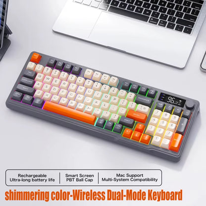 M96 Bluetooth Keyboard Wireless  Screen Gaming Keyboard,Electronic Screen, Multi-Device Connection,Ergonomics Gaming