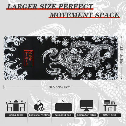 Gaming Mouse Mat Large Mouse Pad (31.5" X 11.8") Washable Laptop Desk Pad, Japanese Keyboard Pad, Non-Slip Rubber Base Desk Mat for Macbook, PC, Laptop, Office