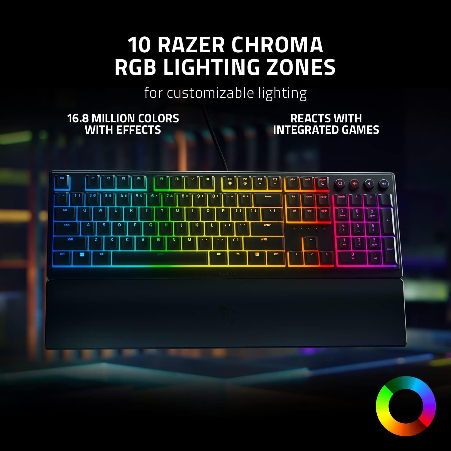 Razer Ornata V3 - Low-Profile Mecha-Membrane Keyboard with Razer Chroma RGB (Hybrid Mecha-Membrane Switch, Ergonomic Wrist Rest) QWERTY UK Layout | Black