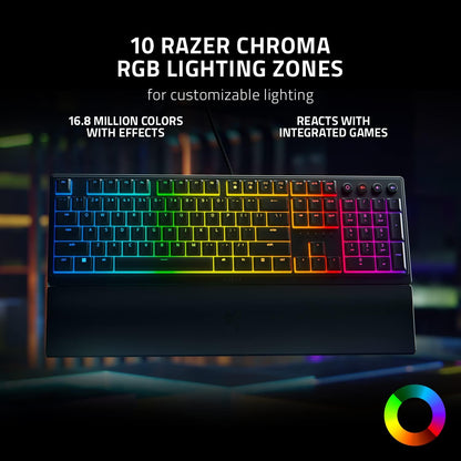 Razer Ornata V3 - Low-Profile Mecha-Membrane Keyboard with Razer Chroma RGB (Hybrid Mecha-Membrane Switch, Ergonomic Wrist Rest) QWERTY UK Layout | Black