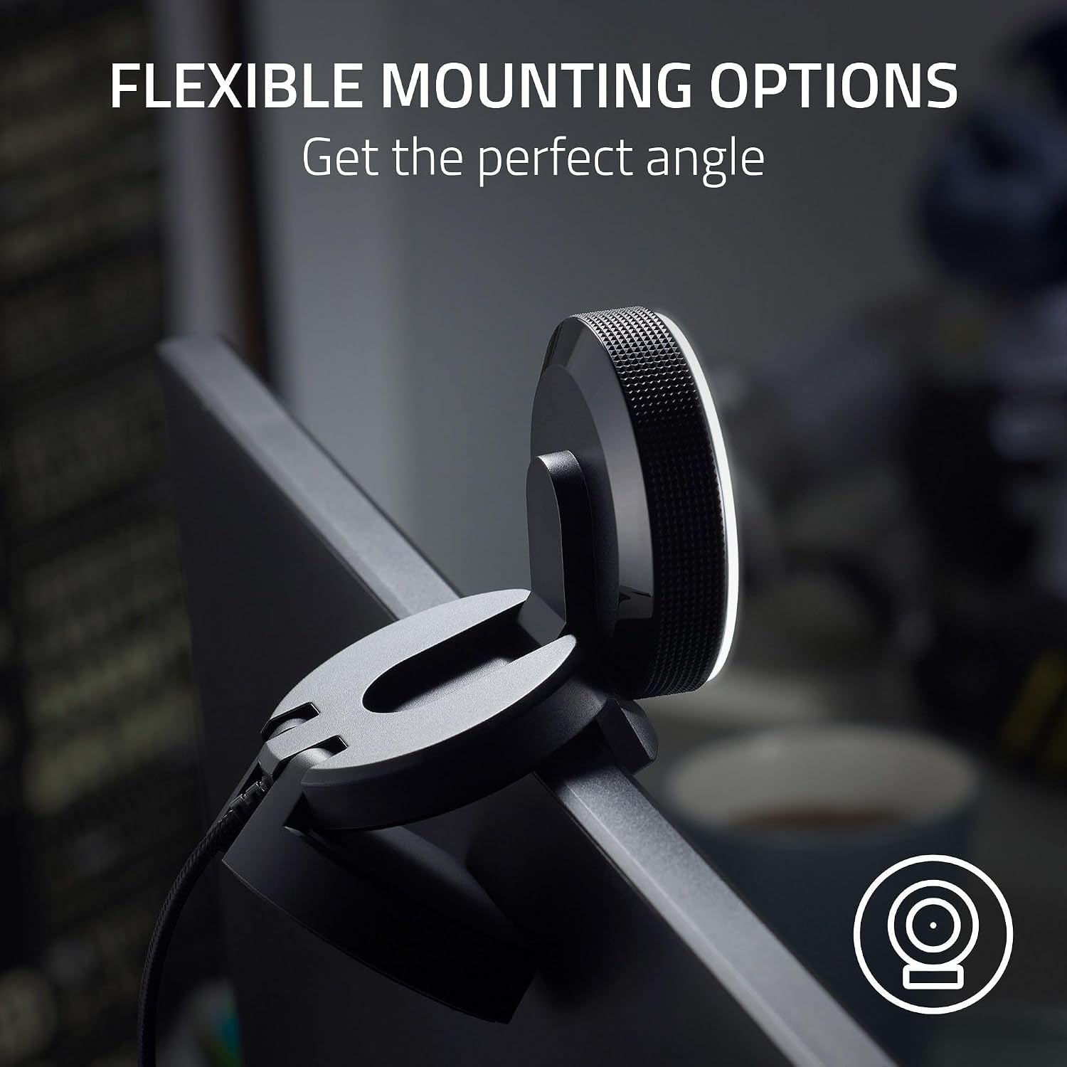 Razer Kiyo - Streaming Camera with Ring Lighting (USB Webcam, HD Video 720P, 60 FPS, Compatible with Open Broadcaster Software, Xsplit, Autofocus, Camera Clip, Tripod Connection) Black