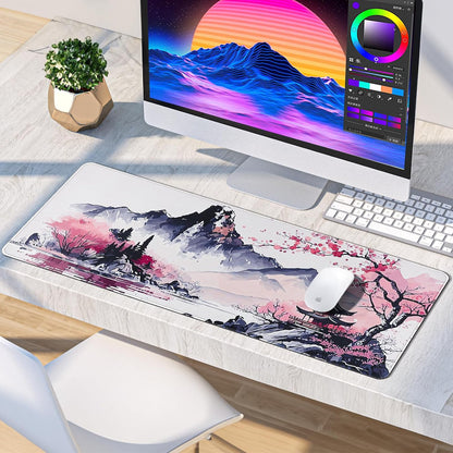 Gaming Mouse Mat Large Mouse Pad (31.5" X 11.8") Washable Laptop Desk Pad, Japanese Keyboard Pad, Non-Slip Rubber Base Desk Mat for Macbook, PC, Laptop, Office