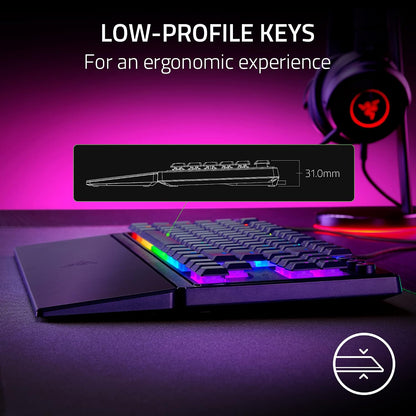 Razer Ornata V3 Tenkeyless - Compact Low Profile Gaming Keyboard (Mecha-Membrane Switches, Uv-Coated Keycaps, Backlit Dedicated Media Keys, Magnetic Soft-Touch Wrist Rest) US Layout | Black