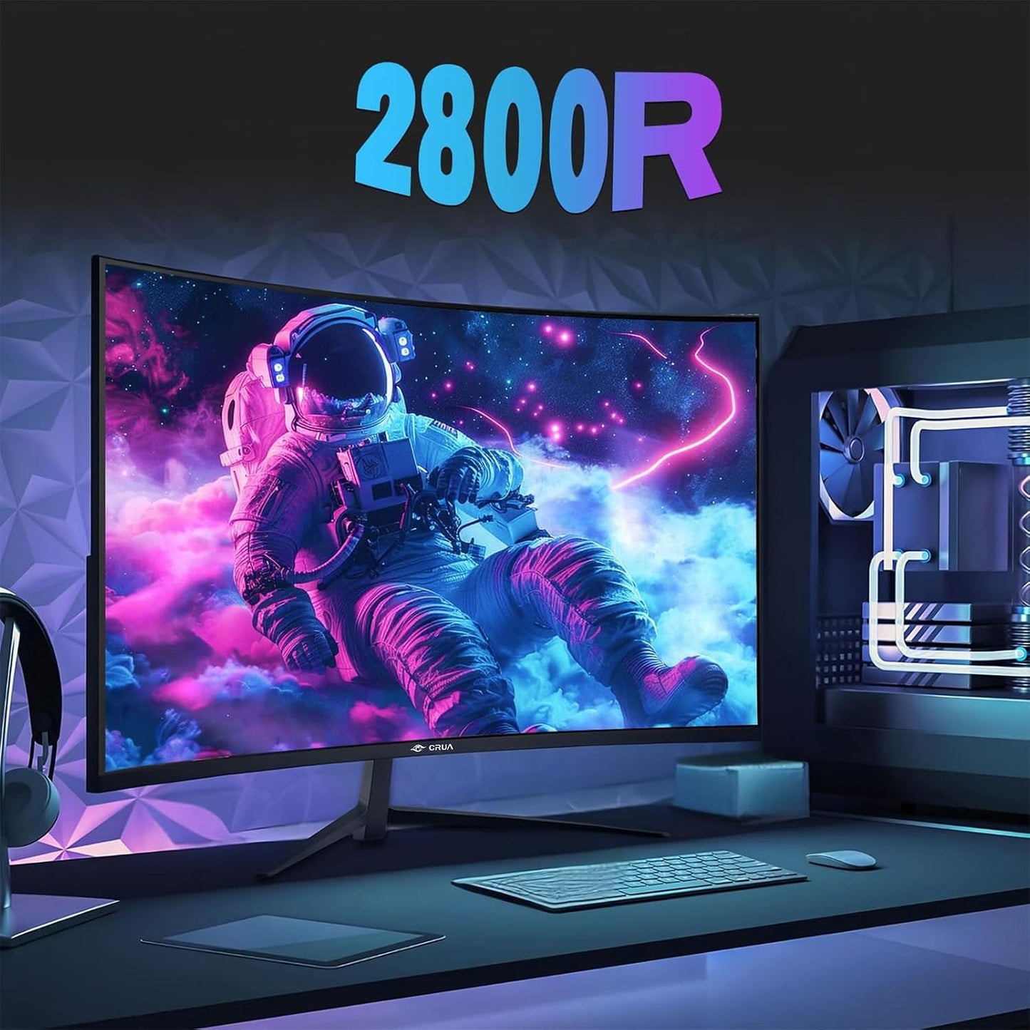 24 Inch Curved Gaming Monitor, 180Hz/200Hz FHD 1080P, 1Ms Response, AMD Freesync, Eye-Care Flicker-Free, Frameless Esports Display with HDMI & DP, VESA Wall Mount – Black