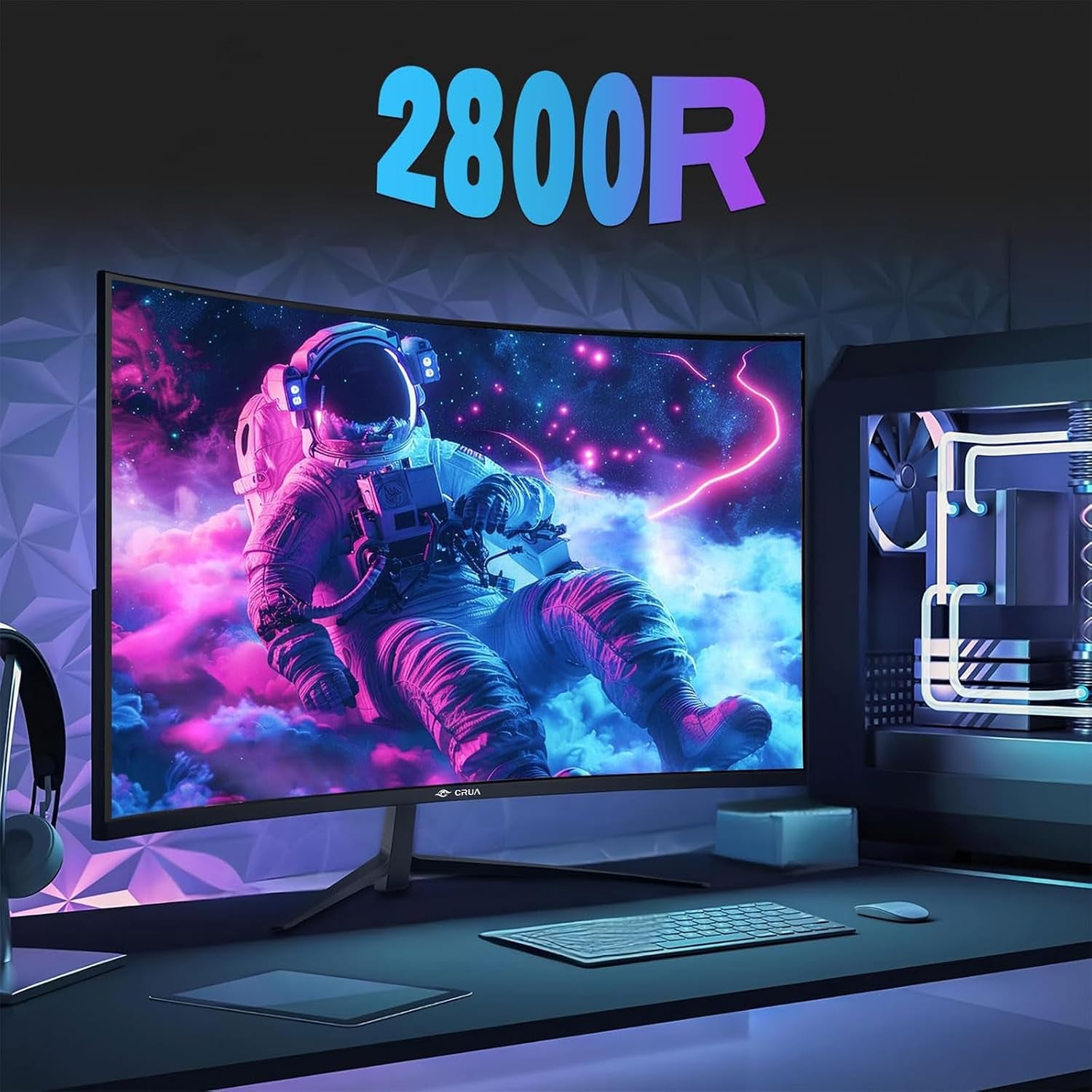 24 Inch Curved Gaming Monitor, 180Hz/200Hz FHD 1080P, 1Ms Response, AMD Freesync, Eye-Care Flicker-Free, Frameless Esports Display with HDMI & DP, VESA Wall Mount – Black