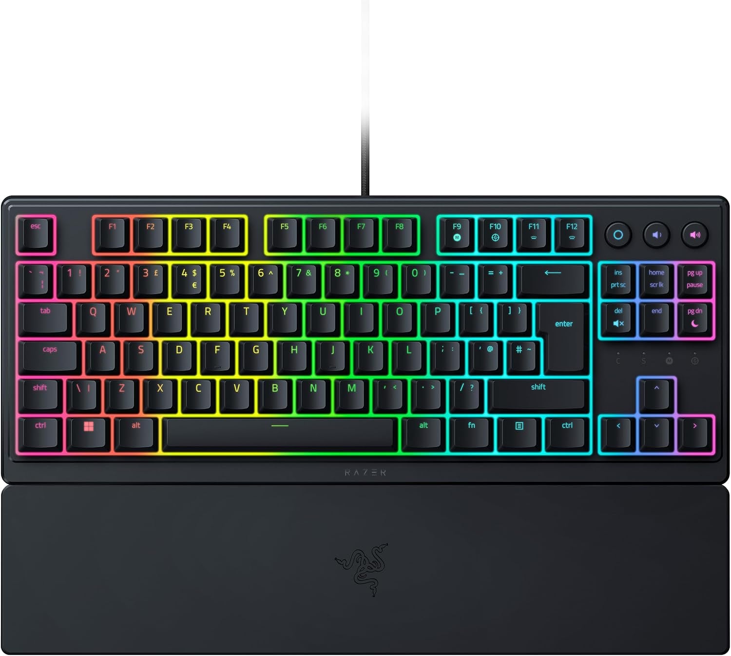 Razer Ornata V3 Tenkeyless - Compact Low Profile Gaming Keyboard (Mecha-Membrane Switches, Uv-Coated Keycaps, Backlit Dedicated Media Keys, Magnetic Soft-Touch Wrist Rest) QWERTY UK Layout | Black