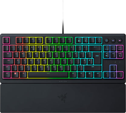 Razer Ornata V3 Tenkeyless - Compact Low Profile Gaming Keyboard (Mecha-Membrane Switches, Uv-Coated Keycaps, Backlit Dedicated Media Keys, Magnetic Soft-Touch Wrist Rest) QWERTY UK Layout | Black
