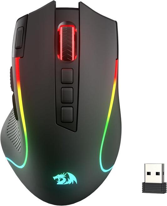 M612 PRO RGB Gaming Mouse, 8000 DPI Wired/Wireless Optical Gamer Mouse with 9 Programmable Buttons & 7 Backlit Modes, BT & 2.4G Wireless, Software Supports DIY Keybinds Rapid Fire Button