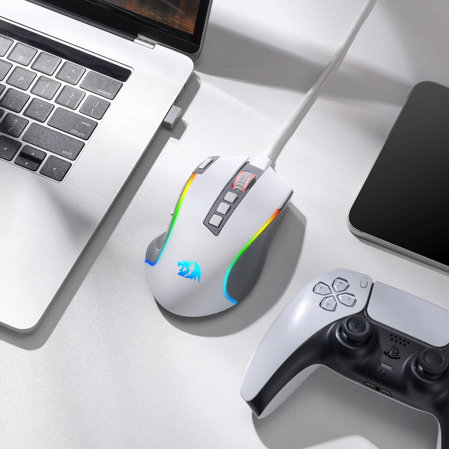 M612 PRO RGB Gaming Mouse, 8000 DPI Wired/Wireless Optical Gamer Mouse with 11 Programmable Buttons & 6 Backlit Modes, BT & 2.4G Wireless, Software Supports, Gray | 9 Programmable Buttons, 6 Backlight Modes, BT 2.4G Software Support, Wireless