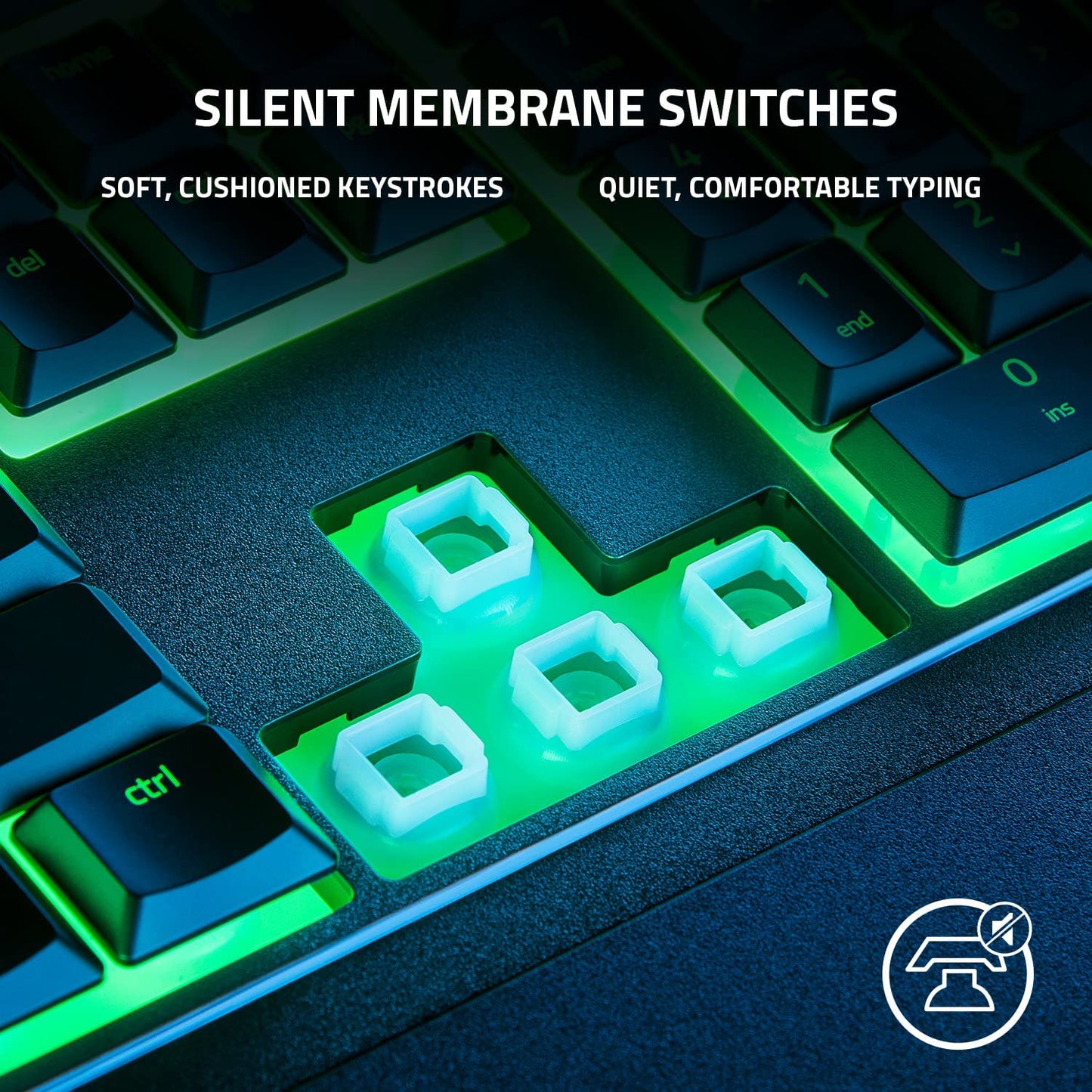 Razer Ornata V3 X - Low Profile Gaming Keyboard (Silent Membrane Switches, Uv-Coated Keycaps, Durable, Spill-Resistant Design, Ergonomic Writst Rest) QWERTY UK Layout | Black