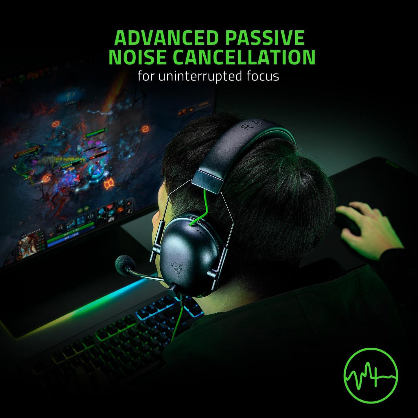 Razer Blackshark V2 X USB - Wired Esports Headset (Triforce 50 Mm Drivers, Noise Cancellation, 240G Ultra-Light Build, Memory Foam Cushions, 7.1 Surround Sound) Black