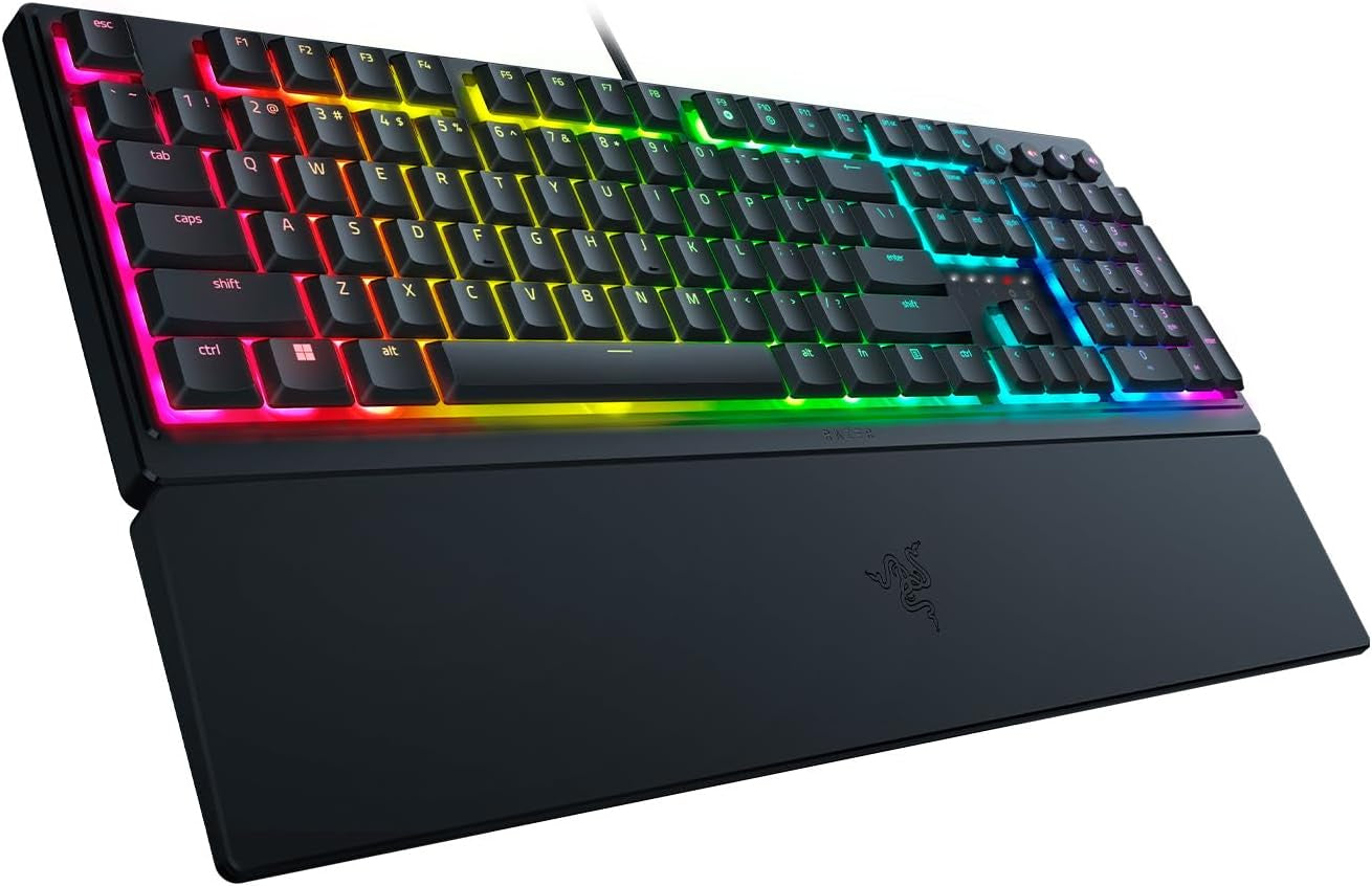 Razer Ornata V3 - Low-Profile Mecha-Membrane Keyboard with Razer Chroma RGB (Hybrid Mecha-Membrane Switch, Ergonomic Wrist Rest) QWERTY UK Layout | Black