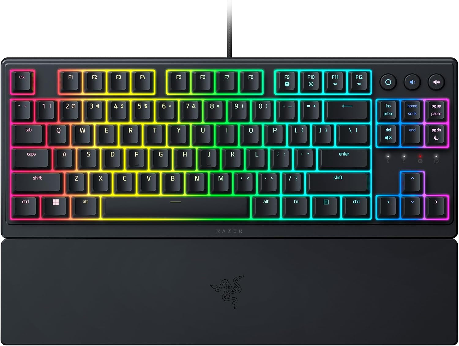 Razer Ornata V3 Tenkeyless - Compact Low Profile Gaming Keyboard (Mecha-Membrane Switches, Uv-Coated Keycaps, Backlit Dedicated Media Keys, Magnetic Soft-Touch Wrist Rest) US Layout | Black