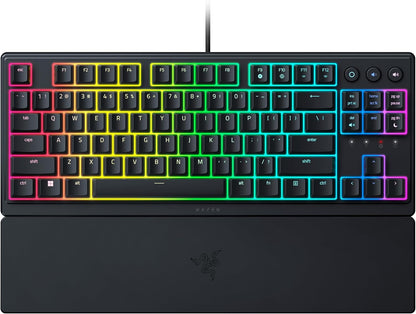 Razer Ornata V3 Tenkeyless - Compact Low Profile Gaming Keyboard (Mecha-Membrane Switches, Uv-Coated Keycaps, Backlit Dedicated Media Keys, Magnetic Soft-Touch Wrist Rest) US Layout | Black