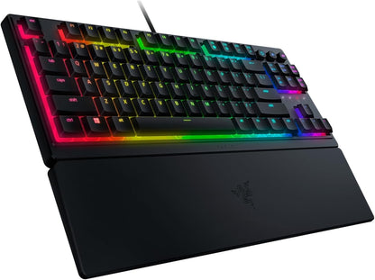 Razer Ornata V3 Tenkeyless - Compact Low Profile Gaming Keyboard (Mecha-Membrane Switches, Uv-Coated Keycaps, Backlit Dedicated Media Keys, Magnetic Soft-Touch Wrist Rest) US Layout | Black