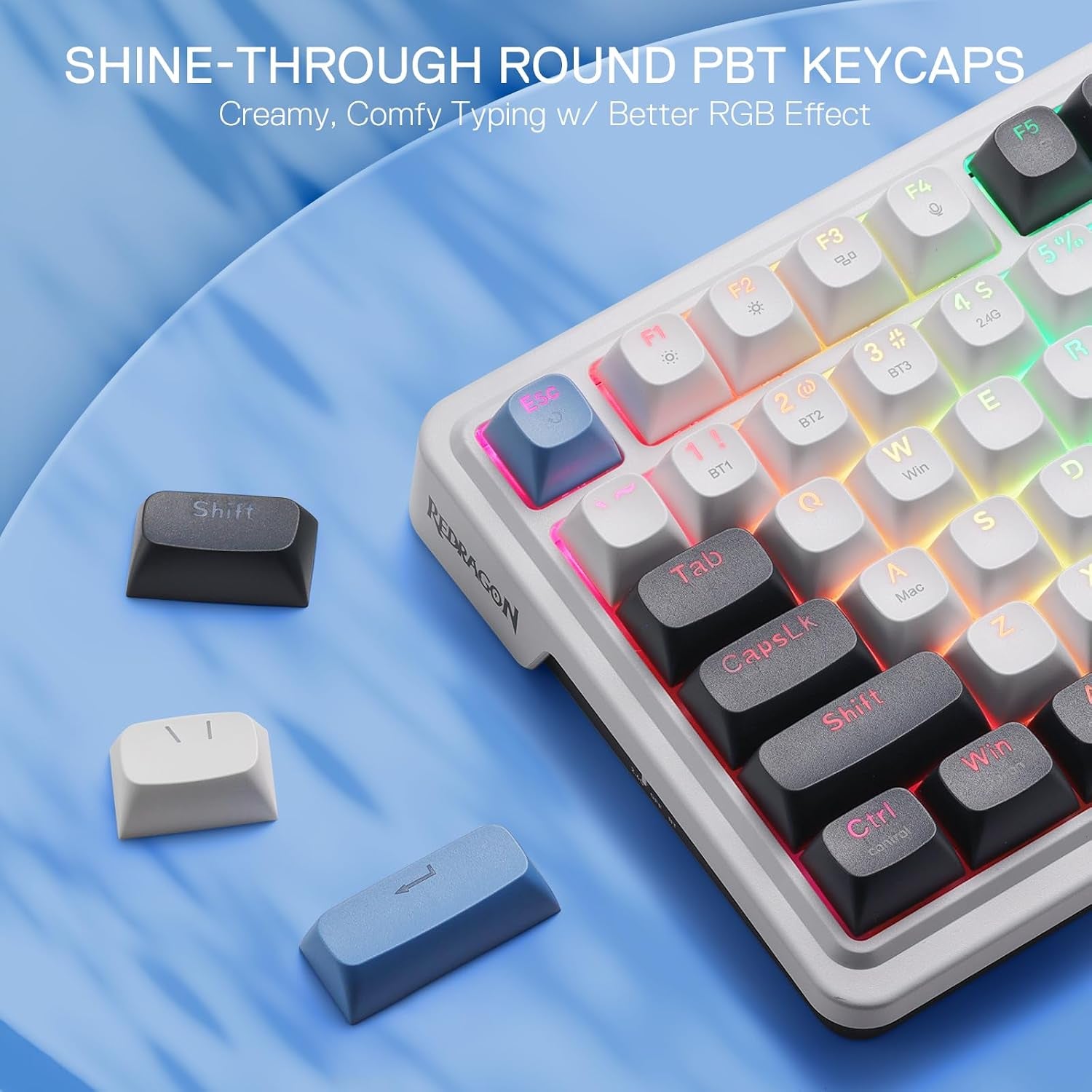 K719 Wireless Gasket Gaming Keyboard W/Hype Screen & Knob, 95 Keys Mechanical Keyboard, Easy-Control 1.14’’ TFT Info Display, 5-Layer Noise Dampener, round PBT Keycaps, Mint Mambo Switch | Easy-Control LED Info Display, 0-Delay Tri-Mode, Cushioned 5-Layer Noise Dampening for Creamy Thocky Sound, Practical 95 Keys