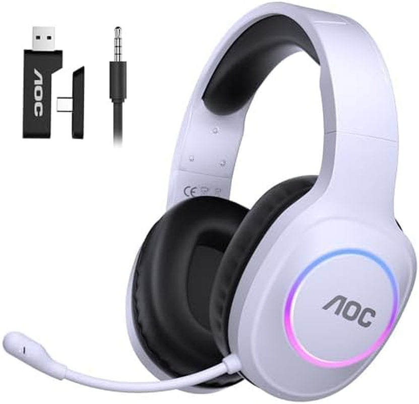 Wireless Gaming Headset for PC, PS5, Bluetooth 5.4 & 2.4Ghz Low Latency Gaming Headset with Mic, Noise Canceling, 7.1 Virtual Surround, 45H Long Battery Life, USB-C Fast Charging- Black Red