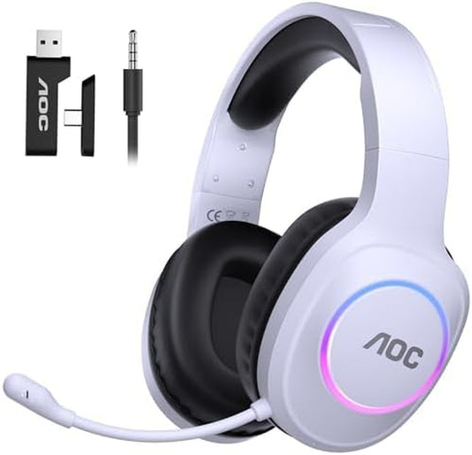 Wireless Gaming Headset for PC, PS5, Bluetooth 5.4 & 2.4Ghz Low Latency Gaming Headset with Mic, Noise Canceling, 7.1 Virtual Surround, 45H Long Battery Life, USB-C Fast Charging- Black Red
