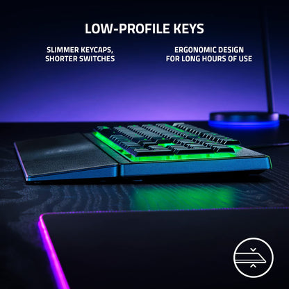 Razer Ornata V3 X - Low Profile Gaming Keyboard (Silent Membrane Switches, Uv-Coated Keycaps, Durable, Spill-Resistant Design, Ergonomic Writst Rest) QWERTY UK Layout | Black