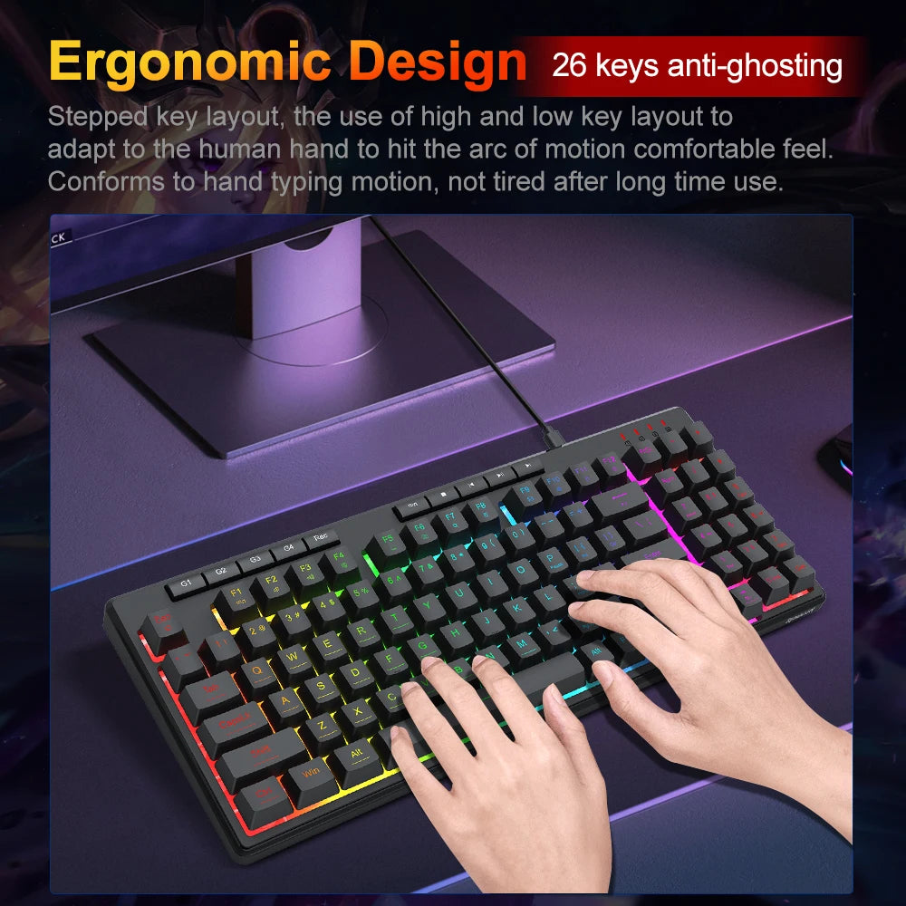 SHIVA K517 RGB USB RGB Wired Membrane Gaming Keyboard 94 Key for PC Computer Laptop Gamer Detachable Cable