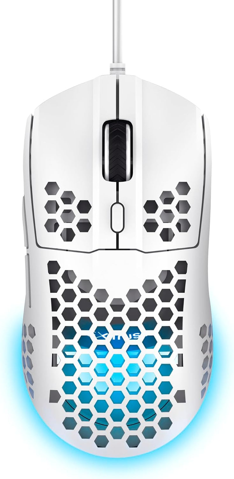 Helox USB White Gaming Mouse Superlight 65G | Adjustable DPI (200-6400), Optical Sensor, 6 Programmable Buttons, RGB LED Lighting, Gaming PC Gaming Laptop Macbook