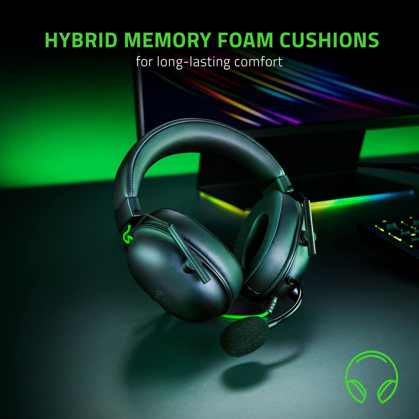 Razer Blackshark V2 X USB - Wired Esports Headset (Triforce 50 Mm Drivers, Noise Cancellation, 240G Ultra-Light Build, Memory Foam Cushions, 7.1 Surround Sound) Black