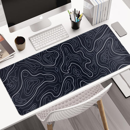 Large Gaming Mouse Pad, Topographic Mouse Mat for Gaming Mousepad Office, Long XL Mouse Pads Keyboard Pad for Computer Laptop 31.5''X11.8'' Desk Mat (Black)