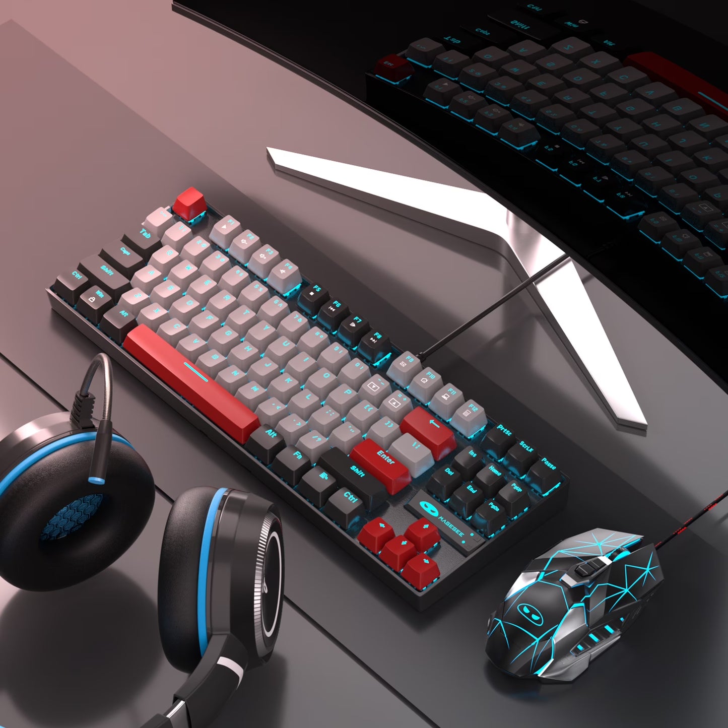 Backlit USB Type a Gaming Keyboard, Black & Gray