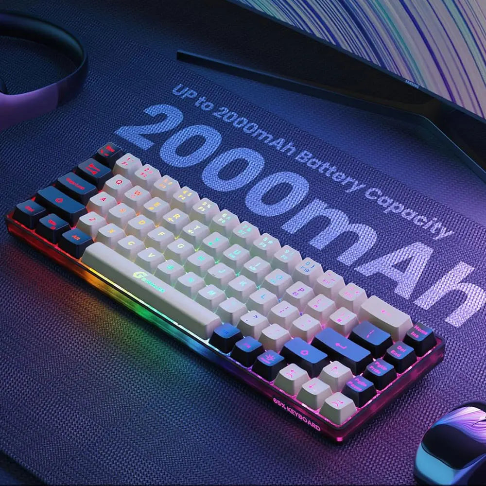 65% Compact Wireless Gaming Keyboard, Rgb Backlit, 2.4G Wireless, 2000Mah Long Battery,Quiet Membrane, Portable for Gaming