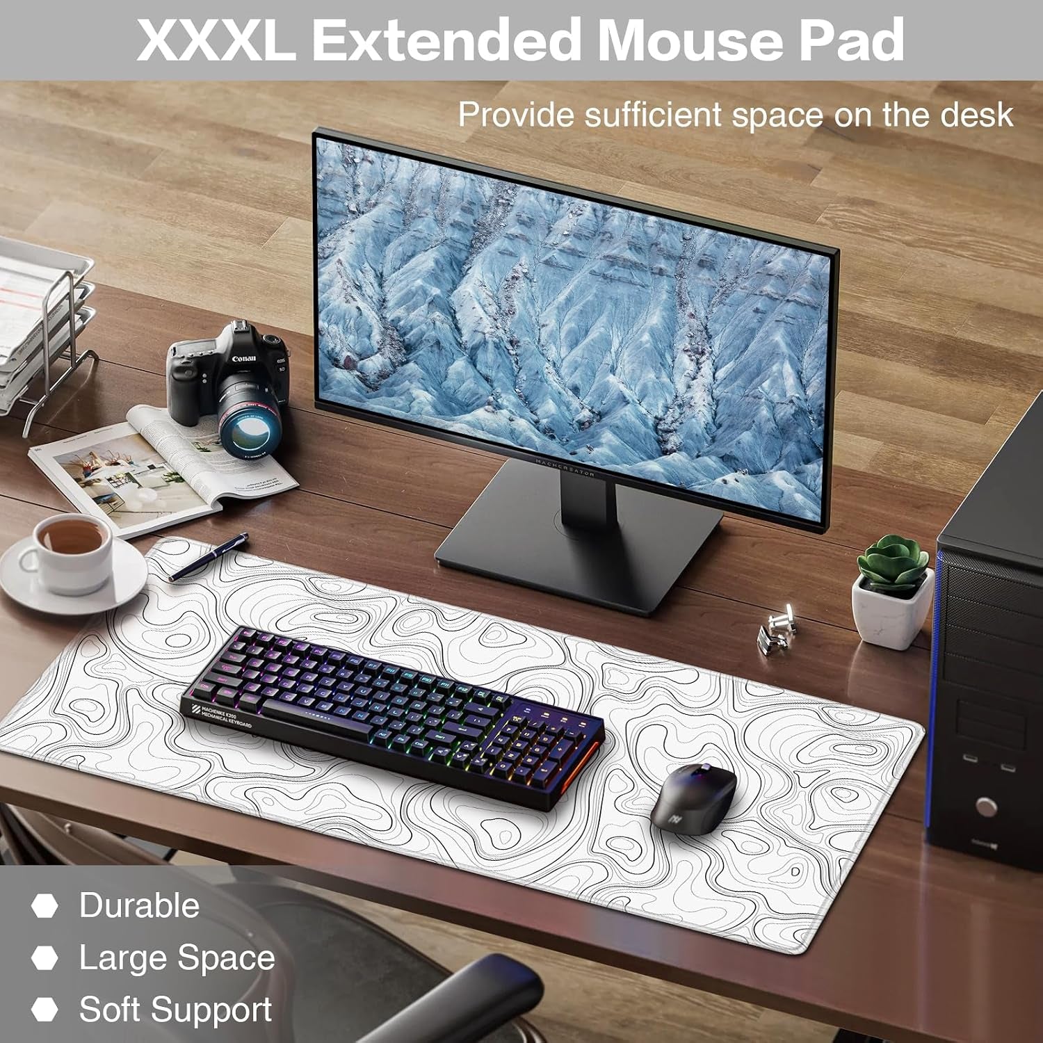 Large Mouse Pad, 900X400Mm XXL Mousepad, Desk Mat,Gaming Mouse Mat | Keyboard Desk Pad with Stitched Edges,Non-Slip Rubber,Waterproof & Durable Mousepad /Improved Precision and Speed
